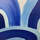 Open Box: Oliver Gal Blue Layered Curves Framed Canvas Wall Art by Oliver Gal (31W" x 46"H) - White Frame