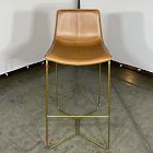 Open Box: Slope Leather Bar Stool (30"H) - Saddle Leather Nut, Antique Brass
