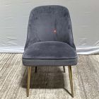 Open Box: Mid-Century Upholstered Dining Chair - Performance Velvet Pewter, Blackened Brass