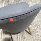 Open Box: Mid-Century Upholstered Dining Chair - Performance Velvet Pewter, Blackened Brass