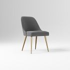 Open Box: Mid-Century Upholstered Dining Chair - Performance Velvet Pewter, Blackened Brass