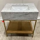 Open Box: Streamline Marble Single Bathroom Vanity (31.5") - Natural Oak, Antique Brass