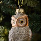 Glass Glitter Owl Ornament