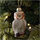 Glass Glitter Owl Ornament