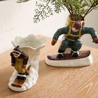 Figural Skier and Snowboarder Tabletop Planters