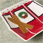 Holiday Skier Stoneware Gondola Appetizer Plate Sets