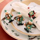 Holiday Skier Wood Napkin Ring Sets