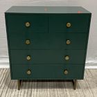 Open Box: Lilia Tall 5-Drawer Dresser (33") - Juniper Green, Aged Brass