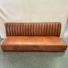 Open Box: Novak Leather 3 Seater Banquette with Vertical Channel Tufting (75") -  Statesville Caramel, Walnut Leg