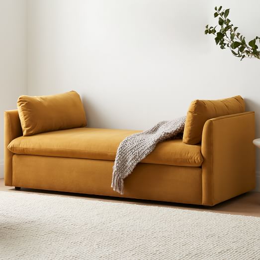Shelter Daybed, Poly, Performance Coastal Linen, White/Alabaster, Concealed Support, West Elm