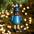 Wood Skier Ornaments