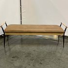 Open Box: Charlotte Leather Bench (59") - Palermo Drift, Natural Whitewash Ash, Carbon Black