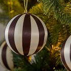 Striped Thread Ball Ornaments (Set of 6) - Brown