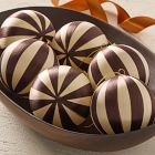 Striped Thread Ball Ornaments (Set of 6) - Brown