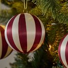 Striped Thread Ball Ornaments (Set of 6) - Red