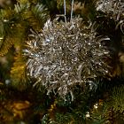 Vintage Silver Tinsel Ball Ornaments (Set of 4)