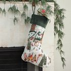 Embroidered Cotton Ski Village Stocking