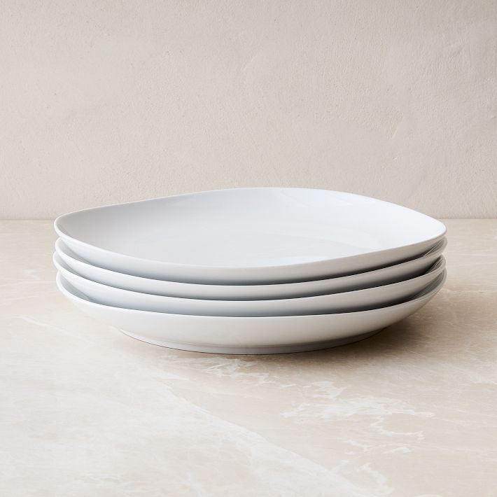 Organic Porcelain Dinner Plate, White, Set of 8, West Elm