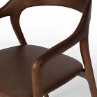 Scooped Ash Wood Leather Dining Armchair
