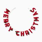 Felt Merry Christmas Garland w/ Holly Leaves