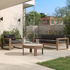 Portside Outdoor Sofa, Lounge Chair &amp; Concrete Round Coffee Table Set