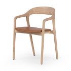 Scooped Ash Wood Leather Dining Armchair