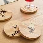 Skier Wood Coaster Sets