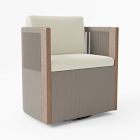 Porto Swivel Dining Chair Cushion Cover, Crosshatch Weave, Alabaster