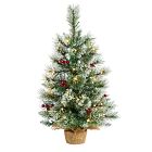 Pre-Lit Faux Flocked Berry &amp; Pine Tree