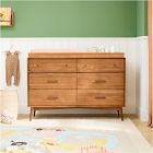 Mid-Century 6-Drawer Wide Dresser with Removable Topper (56")