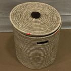 Open Box: Wooden Handle Lidded Hamper, Medium (15.75"Diam x 17.75"H) - Natural