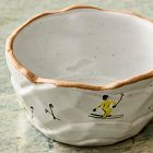 Holiday Skiers Stoneware Nut Bowl