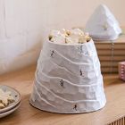Holiday Skiers Stoneware Mountain Cookie Jar