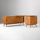Mid-Century Modular L-Shaped Desk w/ File Cabinet &amp; Bookcase (70") - ADA
