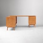 Mid-Century Modular L-Shaped Desk w/ File Cabinet &amp; Bookcase (70") - ADA