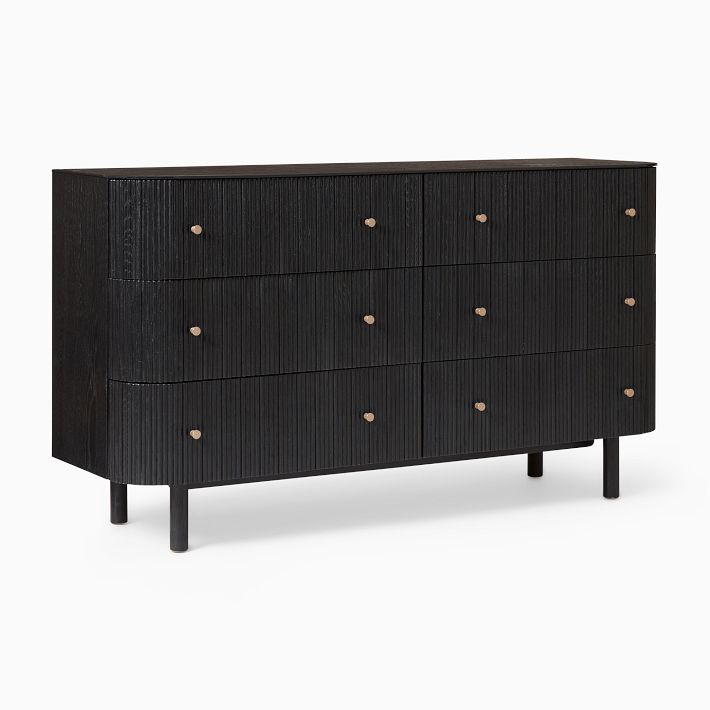 Ellington 6-Drawer Dresser, Black, Champagne Bronze, West Elm