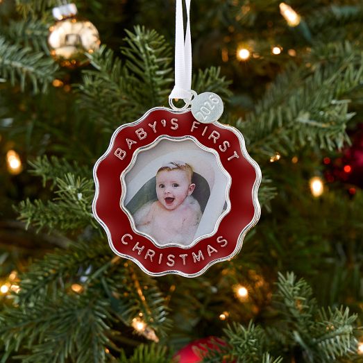 Baby's First Christmas Squiggle Frame Ornament | West Elm