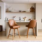 Mid-Century Leather Swivel Counter Stool - Wood Legs