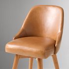 Mid-Century Leather Swivel Counter Stool - Wood Legs