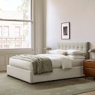Emmett Tufted Low Profile Bed - Wood Legs