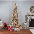 Pre-Lit Faux Narrow Flocked Pencil Pine Tree (9')