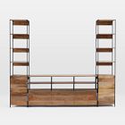 Industrial Solid Wood Modular Large Media Set With Open &amp; Closed Storage (101")