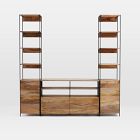 Industrial Solid Wood Modular Media Set With Open &amp; Closed Storage (83")