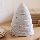 Holiday Skiers Stoneware Mountain Cookie Jar