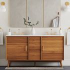 Mid-Century Double Bathroom Vanity (63"&ndash;72")