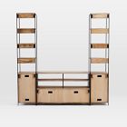 Industrial Solid Wood Modular Media Set With Open &amp; Closed Storage (83")