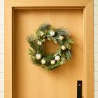Faux Sparkling Pine Wreath w/ Ornaments