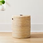 Open Box: Wooden Handle Lidded Hamper, Medium (15.75"Diam x 17.75"H) - Natural