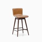 Open Box: Boulder Swivel Counter Stool (26.8") - Leather Camel, Walnut