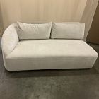 Open Box: Aviana Left Arm Sofa Bench - Performance Distressed Velvet Sand, Cool Walnut